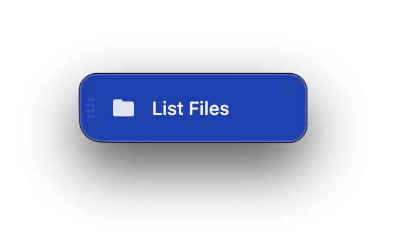 Floating popout button — a persistent 'List Files' action pinned above all windows, accessible with one click even when the app is hidden